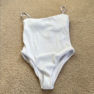 One piece white bathing suit